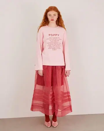 POPPY 깅엄 오간자 택 스커트 (레드)