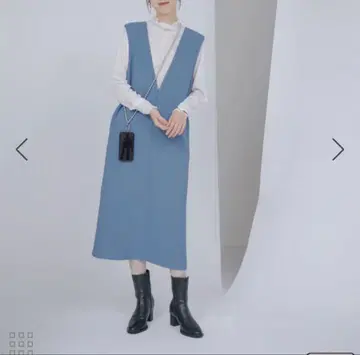 VIS 비스 V넥 오버롤 스커트 원피스 세탁 가능 이지케어