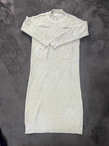 SNIDEL HOME 다이아몬드 패턴 니트 원피스 라임 그린