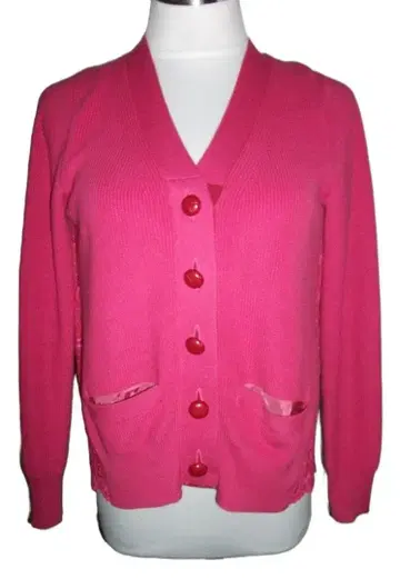 sacai luck 큐트한 핑크 전체 레이스 코튼 가디건