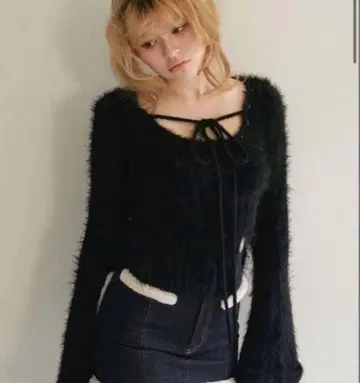 andmary Abbie fur tops black