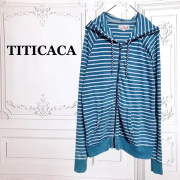 티티카카 ] 후드티 후디 집업 [ M ] 블루 보더 파일 원단