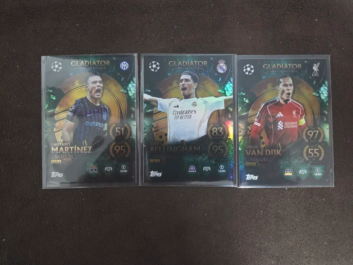 Topps 챔스 글래디에이터 카드 (마르티네스/벨링엄/반다이크)