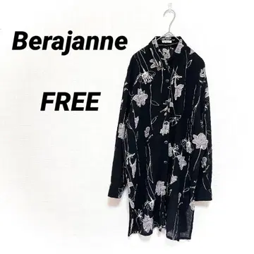 베라제뉴 꽃무늬 시어 튜닉 셔츠 축구 원단 롱 셔츠 블랙 F