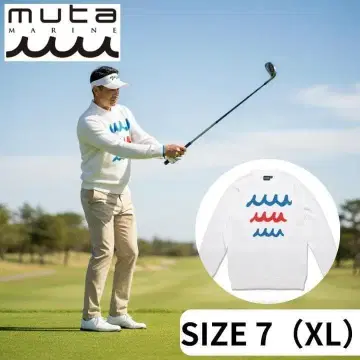 무타 마린 니트 골프 스웨터 여성용 바이컬러 텐셀 XL 화이트