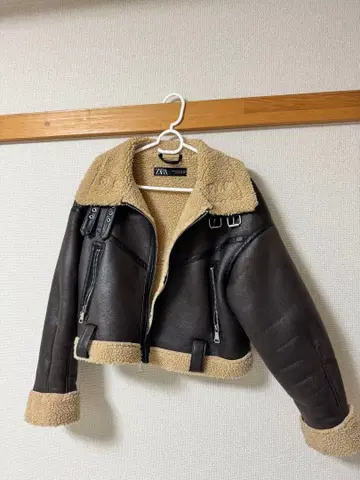 ZARA 숏 자켓 M 브라운/베이지/보아 자켓