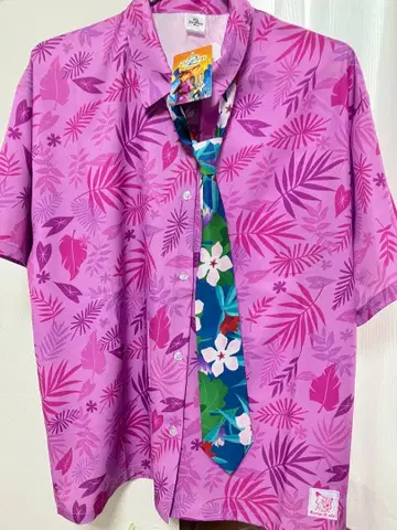 새상품 닉 아로하 셔츠 넥타이 포함 L 택 포함