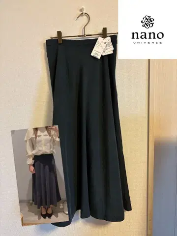 nano universe 모달 피치 바이어스 플레어 스커트 36 블랙