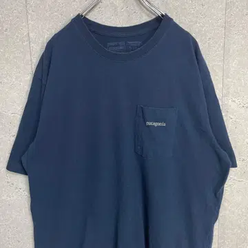 파타고니아 가슴 포켓 백 로고 프린트 네이비 T셔츠 XL
