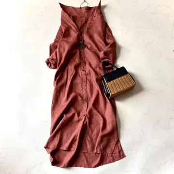 미사용에 가까운 어반 리서치 도어스 워셔블 린넨 셔츠 원피스 롱