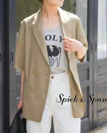 [새상품급 스픽 앤 스팬 하프 슬리브 자켓 24SS 모델 골드 버튼