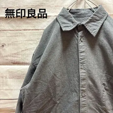 무지 라보 오버 사이즈 셔츠 드롭 숄더 그레이 S-M