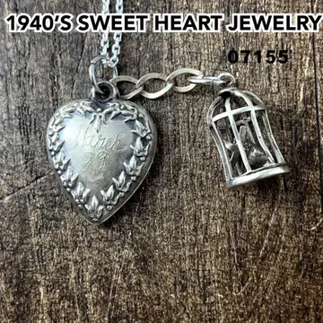 스위트하트 주얼리 비둘기 발 새장 실버 빈티지 목걸이 1