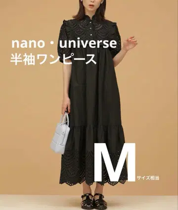 NANO universe 자수 원피스 반팔 (블랙)