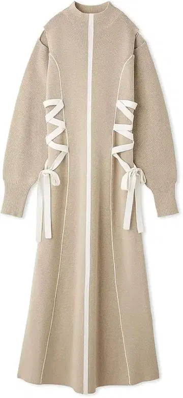 SNIDEL 레이스업 바이 컬러 니트 원피스