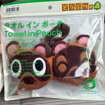 훼미리마트 동물의 숲 타월인 파우치 마메키치 & 밤돌이