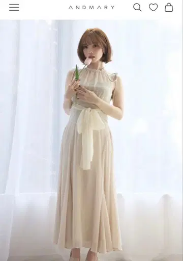 andmary Paula lacey long dress 베이지