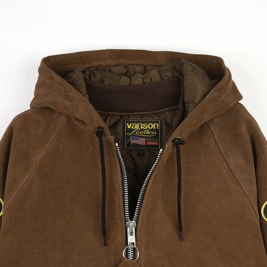 [L] Supreme x Vanson Leather Hooded Work Jacket Suede - 24FW