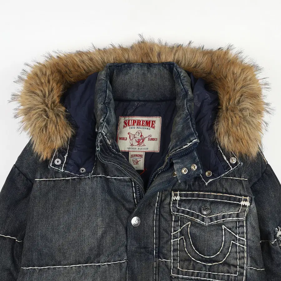 [XL] Supreme x True Religion 绗缝夹克 脏靛蓝 - 25FW