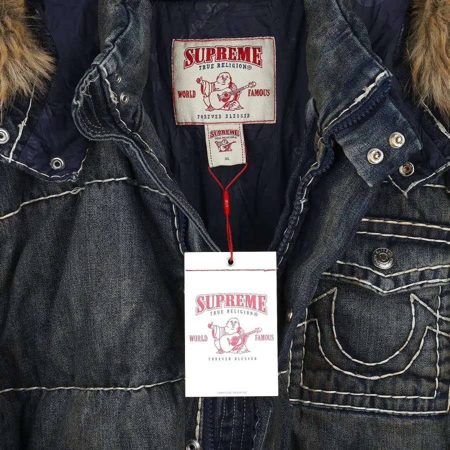 [XL] Supreme x True Religion 绗缝夹克 脏靛蓝 - 25FW
