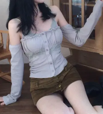 오프숄더 상의 핑크