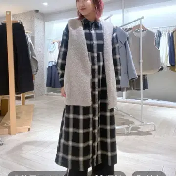 [미사용 새상품] 스튜디오 클립 체크 셔츠 원피스