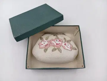 일본 정통의상 소품 비즈 백 기모노 화이트 핑크