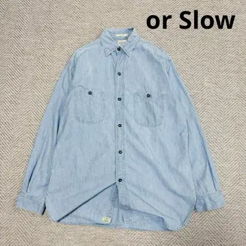 새상품급 오어슬로우 빈티지 핏 샴브레이 워크 셔츠 3(L)