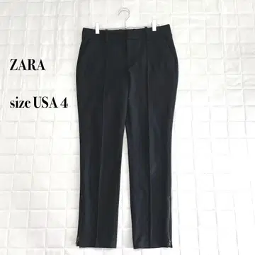 ZARA 블랙 슬림핏 팬츠 밑단 지퍼 캐주얼 미 실루엣