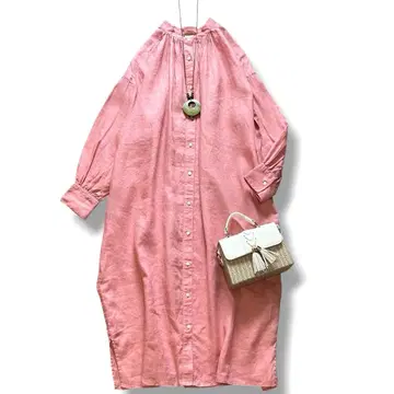 컨디션 최상 어반 리서치 도어스 25SS 린넨 개더 원피스 핑크 S