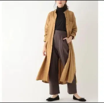 스튜디오 클립 카멜 셔츠 원피스 긴팔 코튼