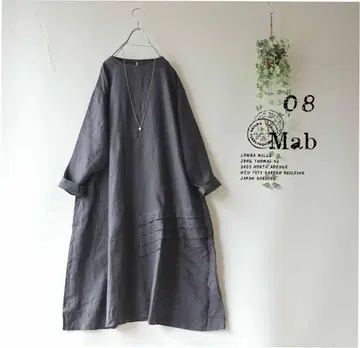 새상품할인 08Mab 차콜*밑단 턱 플리츠 린넨 롱 원피스 997