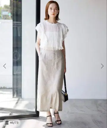 [ 미사용 새상품 ] SLOBE IENA 라미 프릴 핀턱 블라우스 화이트