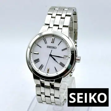 SEIKO 세이코 전파 솔라 남성용 손목시계 화이트 실버 데이트