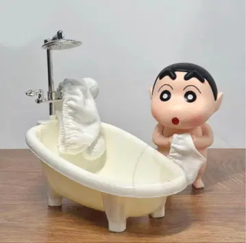 짱구는 못말려(크레용 신짱) 엉덩이 포즈 피규어 목욕탕과 샤워기 포함