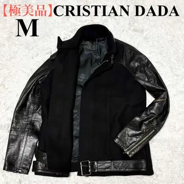[ 컨디션 최상 ] 크리스천 다다 라이더 자켓 울 소가죽 블랙 m 블랙