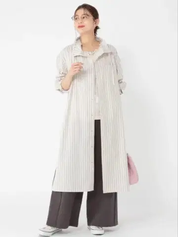 미사용 새상품 studio CLIP 스튜디오 클립 스트라이프 셔츠 원피스