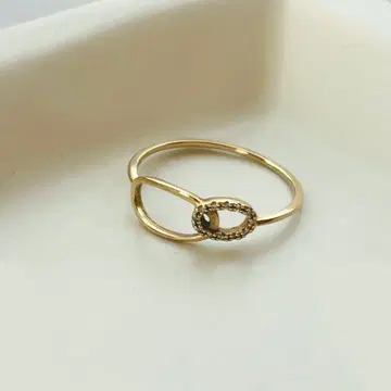 [ Lilas ] 다이아 더블 서클 모티브 반지 K10 ( 15호 )