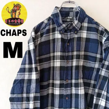 USA 구제 의류 CHAPS 플란넬 셔츠 M 네이비 블랙 체크