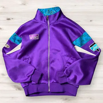 [레트로] 아식스 저지 M 보라색 파랑 절개 여성 빈티지 스포츠 MIX