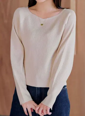 cohina 폼 슬리브 리브 니트