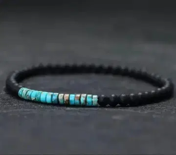 4mm 오닉스 & 터콰이즈 컬러 비즈 팔찌