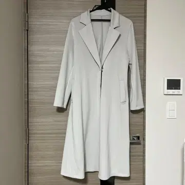 라이트 그레이 롱 코트 허리밴딩