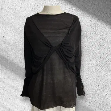 시어 탑 프론트 트위스트 블랙 드레이프 레이어드 성숙한 페미닌 한국