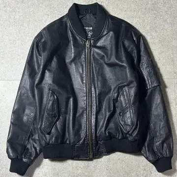 FLYING CLUB MA-1 가죽 봄버 자켓 블랙 L