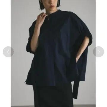 STYLEMIXER 스타일믹서 개더 슬리브 박스 셔츠 네이비