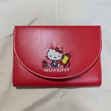 HELLO KITTY 아코디언 주름 수납 파우치 빨간색