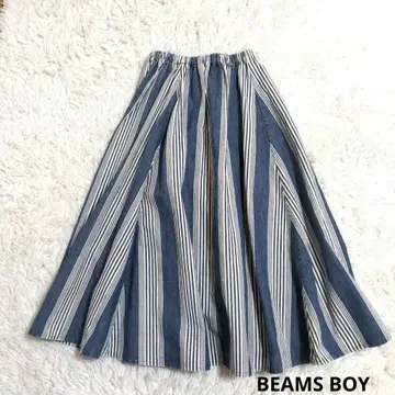 빔즈 보이 BEAMS 인디고 스트라이프 서큘러 스커트