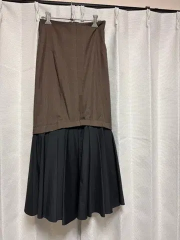 FRAY I.D 체크 절개 플레어 스커트 롱