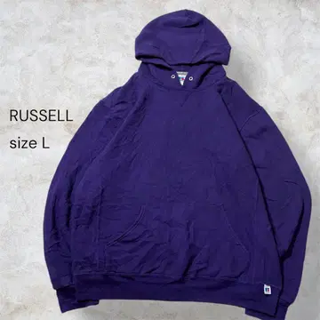 러셀 무지 후드티 퍼플 L 오버 사이즈 구제 의류